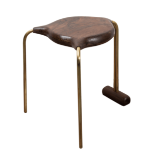 Walnut end table w/brass legs