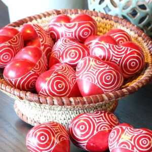 Cherry Red Swirl Kenyan Soapstone Sweet Hearts,Soapstone, non-toxic dye