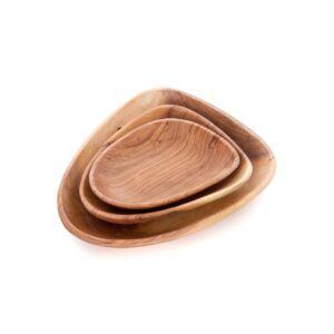 Wild Olive Wood Flower Petal Serving Trays