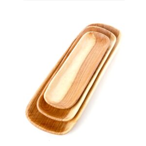 Set of Three Wild Olive Wood Shallow Cracker Trays