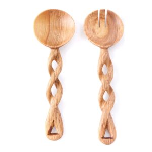 Twisted Olive Wood Salad Server Set